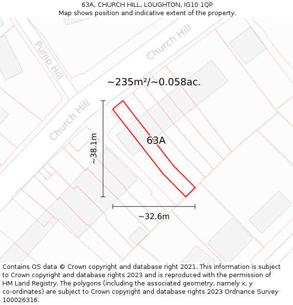 63A, CHURCH HILL, LOUGHTON, IG10 1QP: Plot and title map