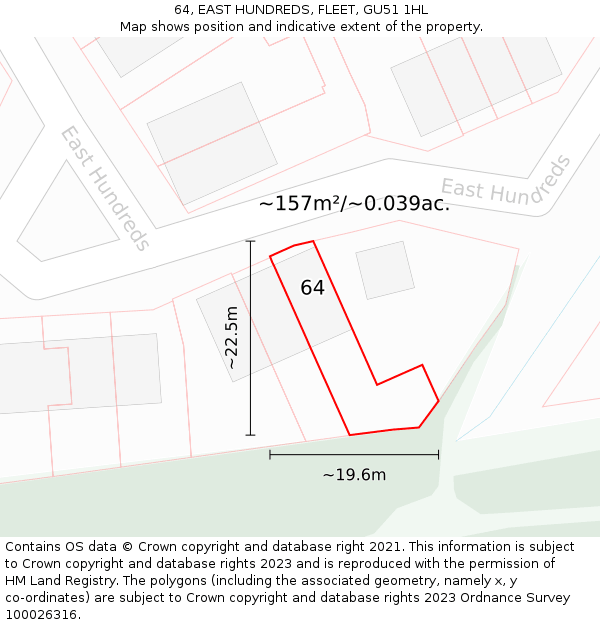 64, EAST HUNDREDS, FLEET, GU51 1HL: Plot and title map