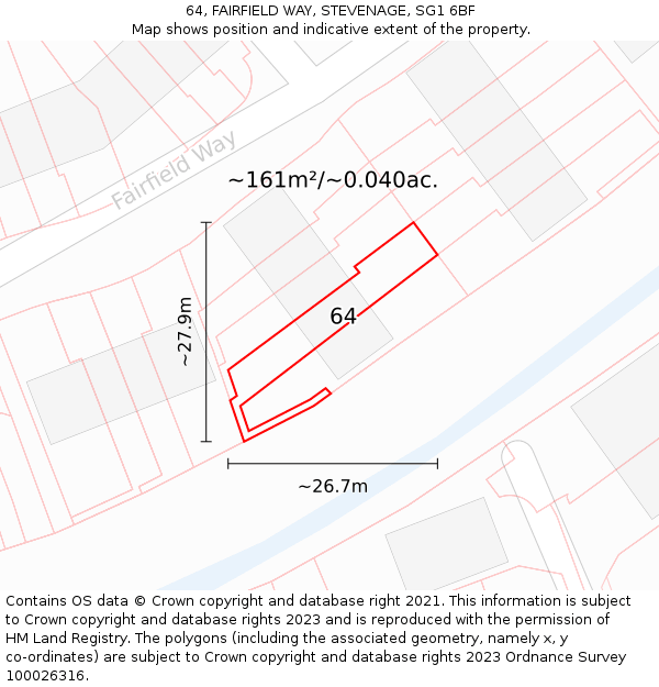 64, FAIRFIELD WAY, STEVENAGE, SG1 6BF: Plot and title map