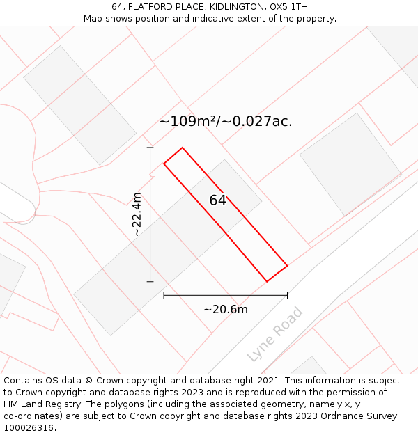 64, FLATFORD PLACE, KIDLINGTON, OX5 1TH: Plot and title map