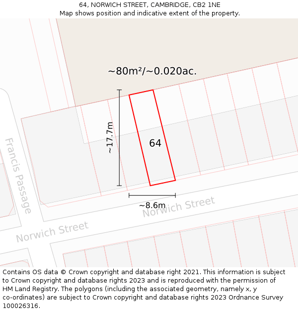 64, NORWICH STREET, CAMBRIDGE, CB2 1NE: Plot and title map