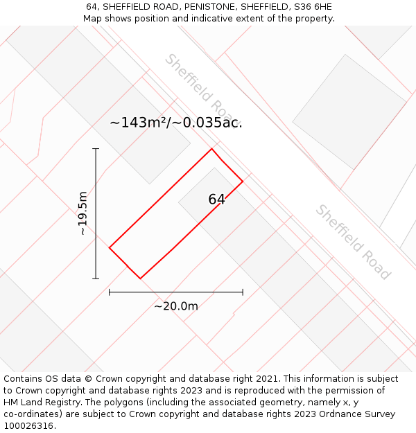 64, SHEFFIELD ROAD, PENISTONE, SHEFFIELD, S36 6HE: Plot and title map