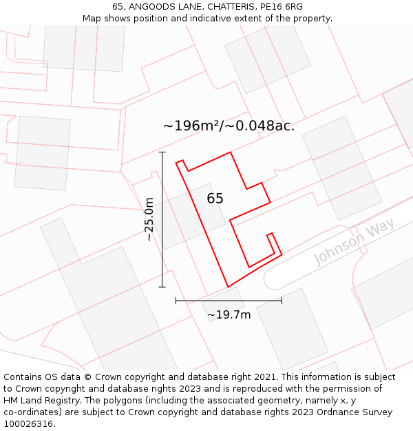 65, ANGOODS LANE, CHATTERIS, PE16 6RG: Plot and title map