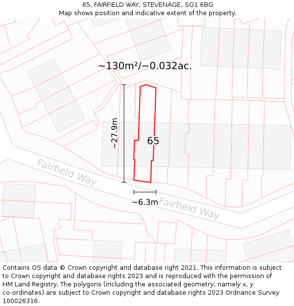 65, FAIRFIELD WAY, STEVENAGE, SG1 6BG: Plot and title map