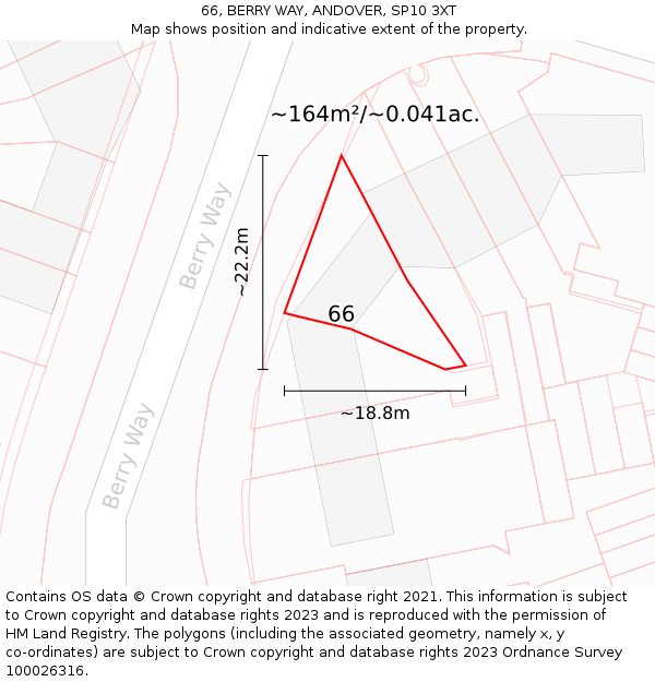 66, BERRY WAY, ANDOVER, SP10 3XT: Plot and title map