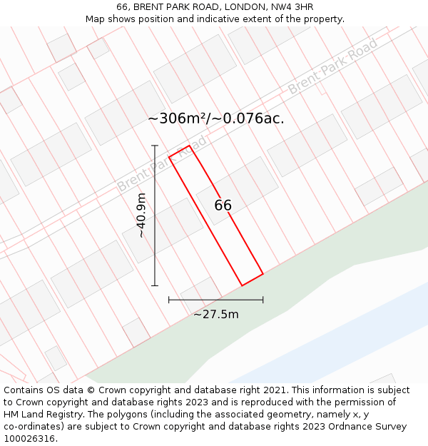 66, BRENT PARK ROAD, LONDON, NW4 3HR: Plot and title map