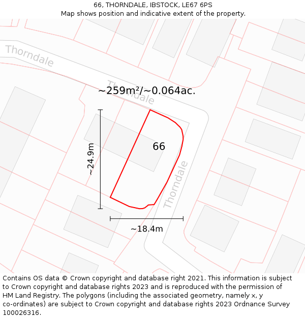 66, THORNDALE, IBSTOCK, LE67 6PS: Plot and title map