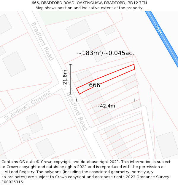 666, BRADFORD ROAD, OAKENSHAW, BRADFORD, BD12 7EN: Plot and title map