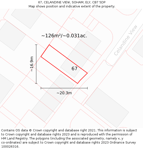 67, CELANDINE VIEW, SOHAM, ELY, CB7 5DP: Plot and title map