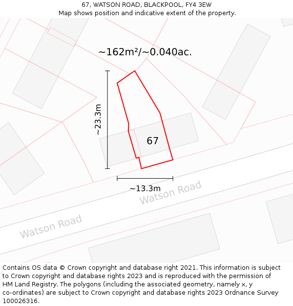 67, WATSON ROAD, BLACKPOOL, FY4 3EW: Plot and title map