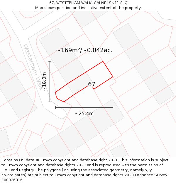 67, WESTERHAM WALK, CALNE, SN11 8LQ: Plot and title map