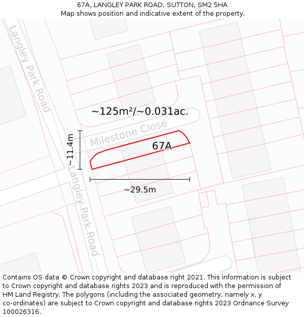 67A, LANGLEY PARK ROAD, SUTTON, SM2 5HA: Plot and title map