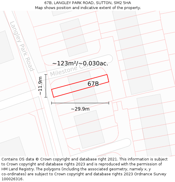 67B, LANGLEY PARK ROAD, SUTTON, SM2 5HA: Plot and title map
