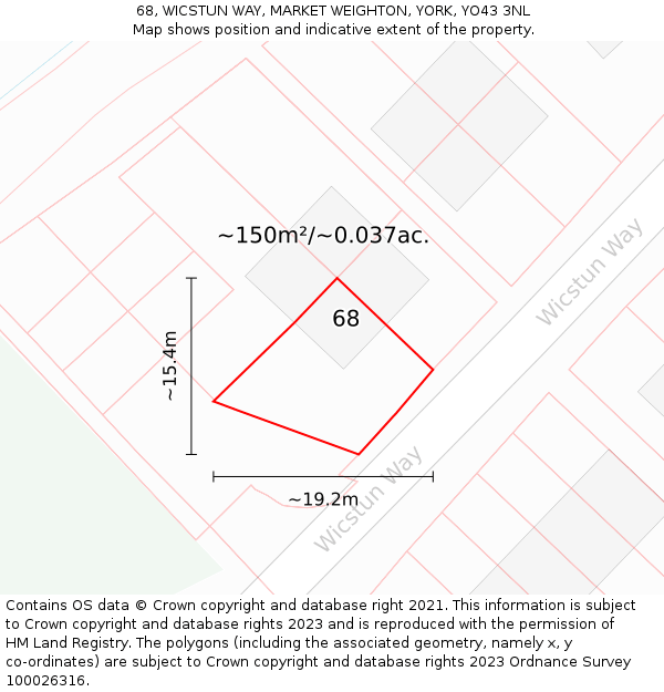 68, WICSTUN WAY, MARKET WEIGHTON, YORK, YO43 3NL: Plot and title map