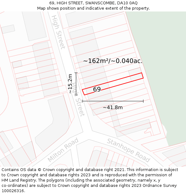 69, HIGH STREET, SWANSCOMBE, DA10 0AQ: Plot and title map