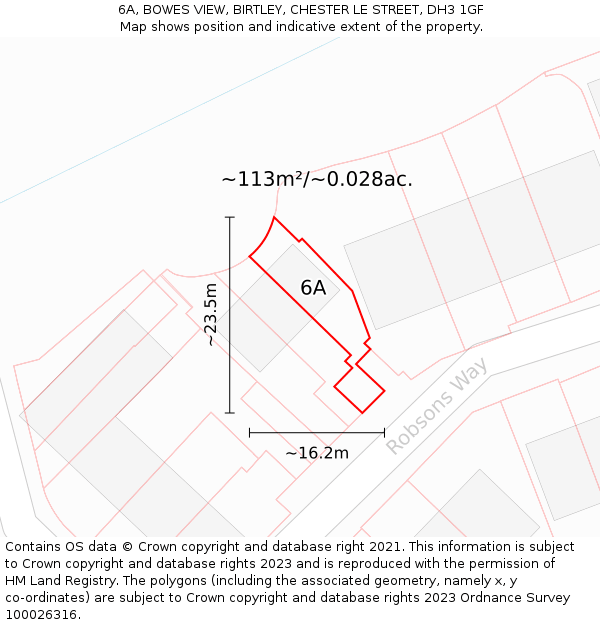 6A, BOWES VIEW, BIRTLEY, CHESTER LE STREET, DH3 1GF: Plot and title map