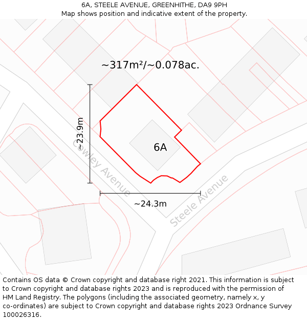 6A, STEELE AVENUE, GREENHITHE, DA9 9PH: Plot and title map
