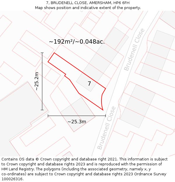 7, BRUDENELL CLOSE, AMERSHAM, HP6 6FH: Plot and title map