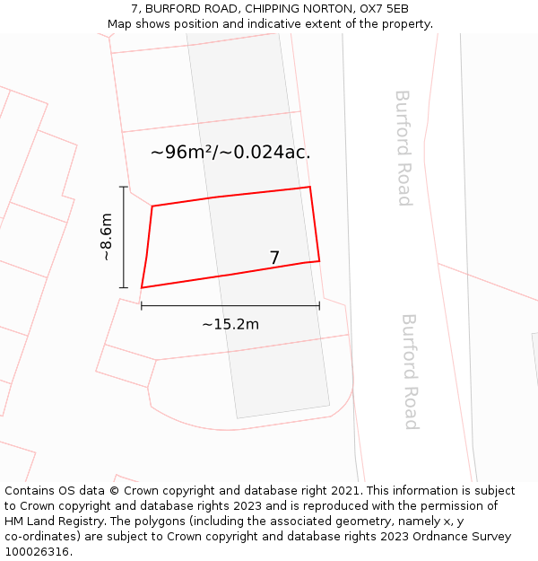 7, BURFORD ROAD, CHIPPING NORTON, OX7 5EB: Plot and title map