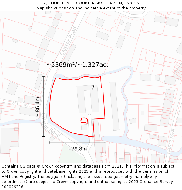 7, CHURCH MILL COURT, MARKET RASEN, LN8 3JN: Plot and title map
