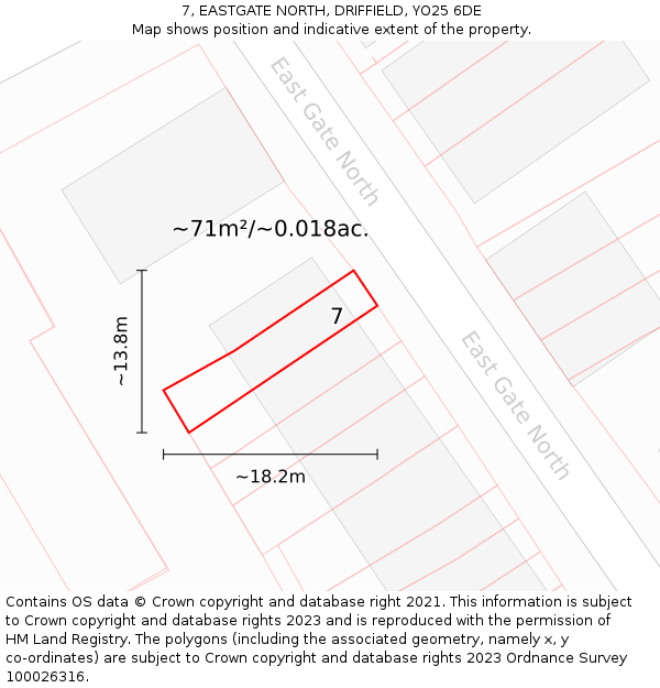 7, EASTGATE NORTH, DRIFFIELD, YO25 6DE: Plot and title map