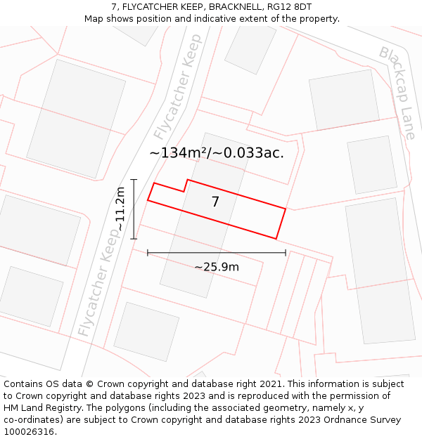 7, FLYCATCHER KEEP, BRACKNELL, RG12 8DT: Plot and title map