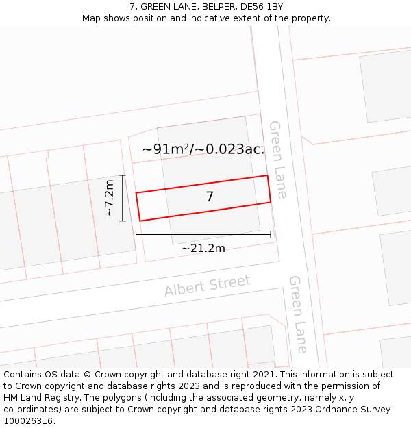 7, GREEN LANE, BELPER, DE56 1BY: Plot and title map