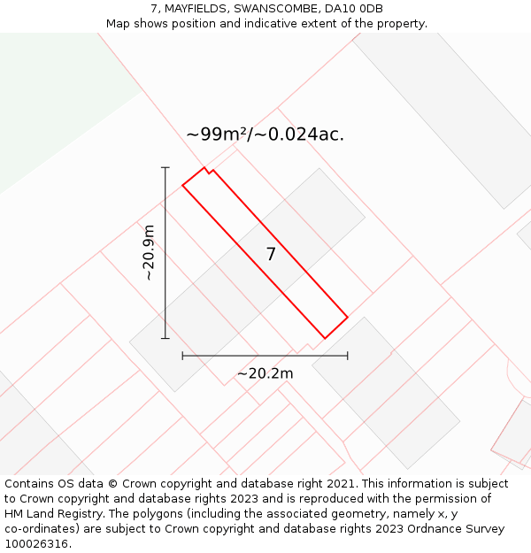 7, MAYFIELDS, SWANSCOMBE, DA10 0DB: Plot and title map