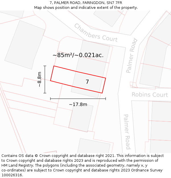 7, PALMER ROAD, FARINGDON, SN7 7FR: Plot and title map