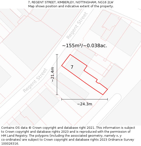 7, REGENT STREET, KIMBERLEY, NOTTINGHAM, NG16 2LW: Plot and title map