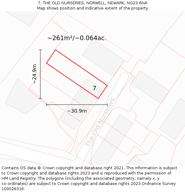 7, THE OLD NURSERIES, NORWELL, NEWARK, NG23 6NA: Plot and title map