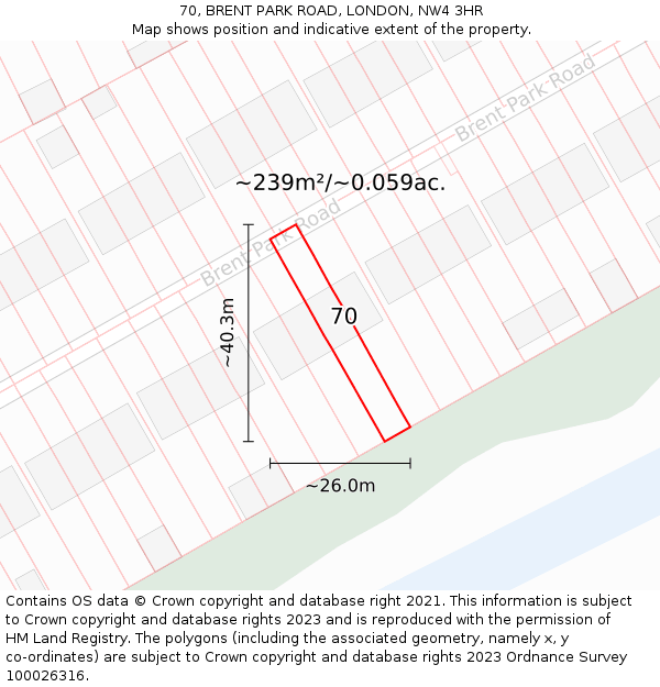 70, BRENT PARK ROAD, LONDON, NW4 3HR: Plot and title map
