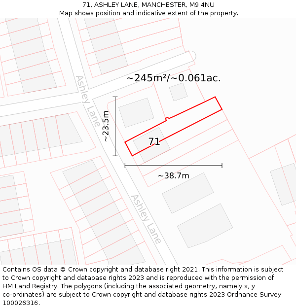 71, ASHLEY LANE, MANCHESTER, M9 4NU: Plot and title map