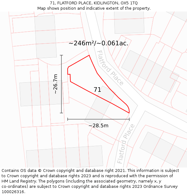71, FLATFORD PLACE, KIDLINGTON, OX5 1TQ: Plot and title map