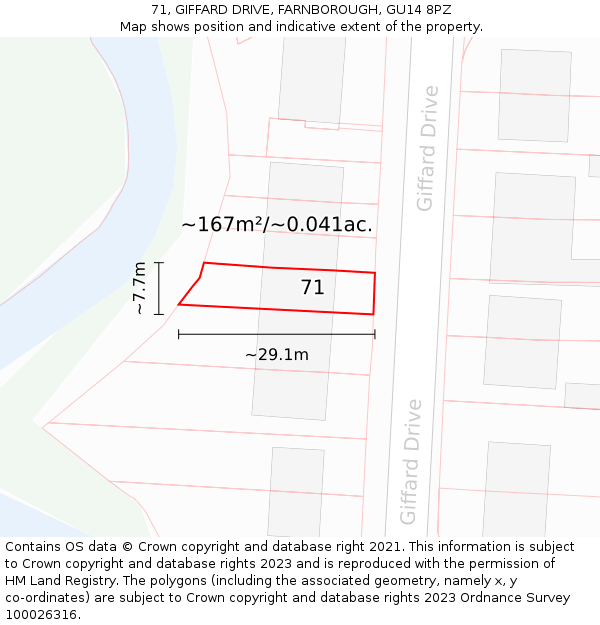 71, GIFFARD DRIVE, FARNBOROUGH, GU14 8PZ: Plot and title map