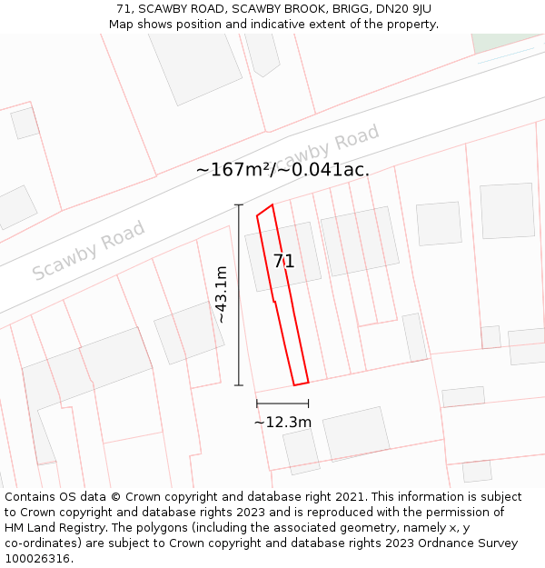 71, SCAWBY ROAD, SCAWBY BROOK, BRIGG, DN20 9JU: Plot and title map
