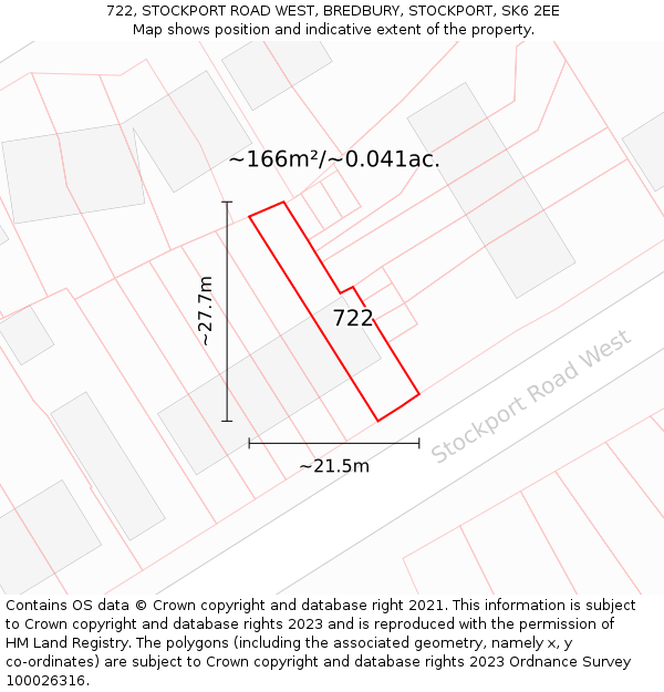 722, STOCKPORT ROAD WEST, BREDBURY, STOCKPORT, SK6 2EE: Plot and title map