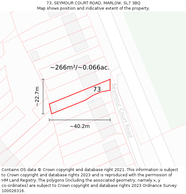 73, SEYMOUR COURT ROAD, MARLOW, SL7 3BQ: Plot and title map