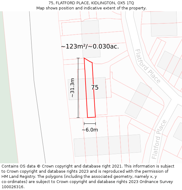 75, FLATFORD PLACE, KIDLINGTON, OX5 1TQ: Plot and title map
