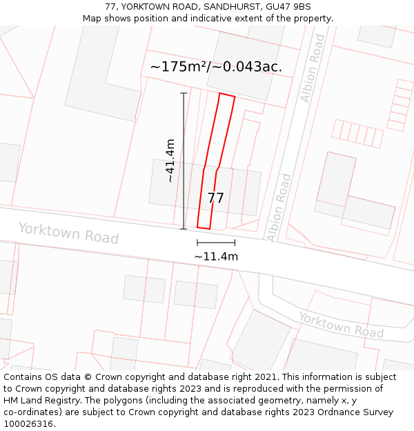 77, YORKTOWN ROAD, SANDHURST, GU47 9BS: Plot and title map