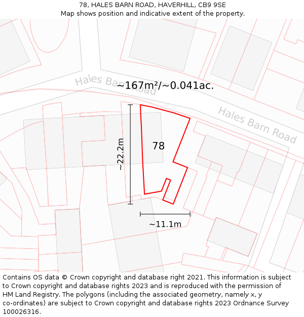 78, HALES BARN ROAD, HAVERHILL, CB9 9SE: Plot and title map