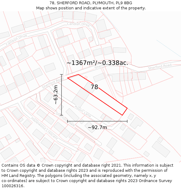 78, SHERFORD ROAD, PLYMOUTH, PL9 8BG: Plot and title map