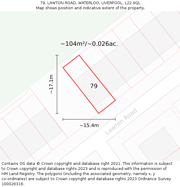 79, LAWTON ROAD, WATERLOO, LIVERPOOL, L22 9QL: Plot and title map