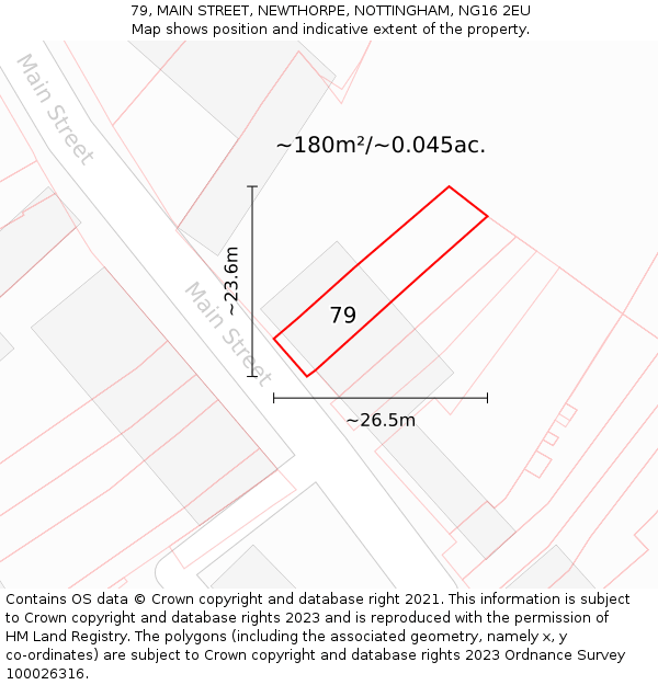 79, MAIN STREET, NEWTHORPE, NOTTINGHAM, NG16 2EU: Plot and title map