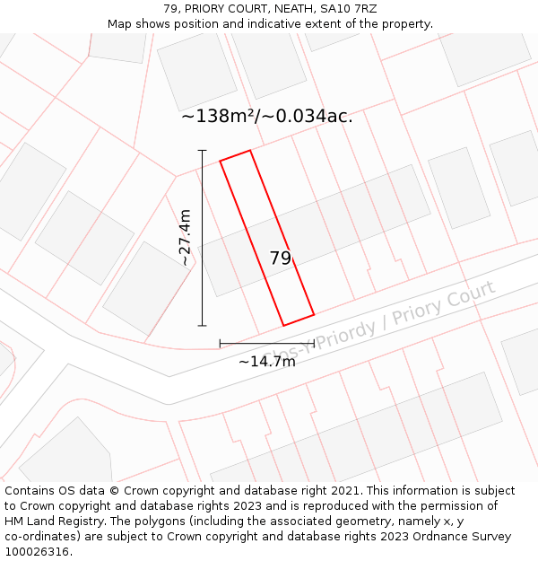 79, PRIORY COURT, NEATH, SA10 7RZ: Plot and title map