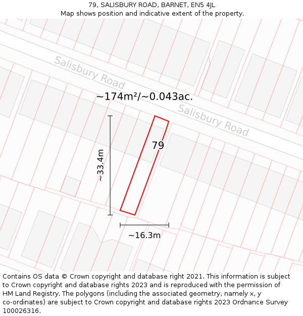 79, SALISBURY ROAD, BARNET, EN5 4JL: Plot and title map