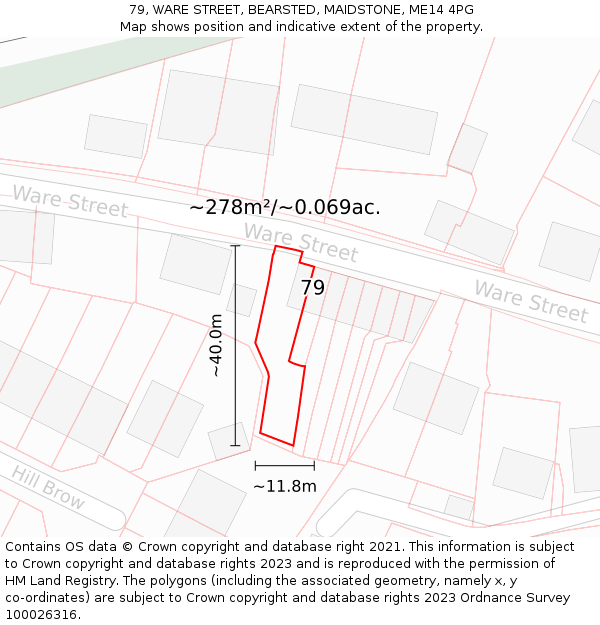 79, WARE STREET, BEARSTED, MAIDSTONE, ME14 4PG: Plot and title map