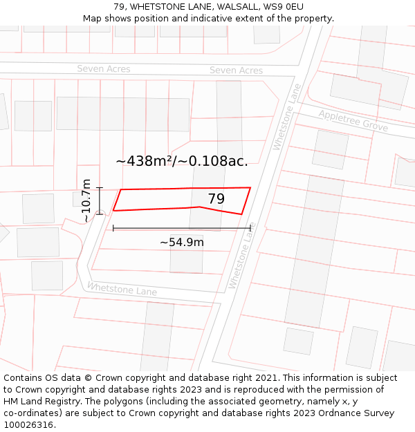 79, WHETSTONE LANE, WALSALL, WS9 0EU: Plot and title map