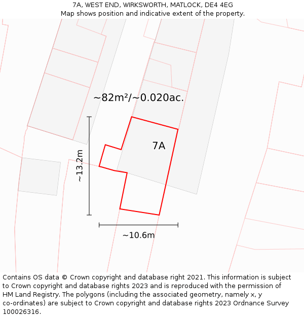 7A, WEST END, WIRKSWORTH, MATLOCK, DE4 4EG: Plot and title map