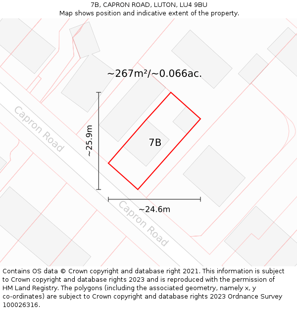 7B, CAPRON ROAD, LUTON, LU4 9BU: Plot and title map